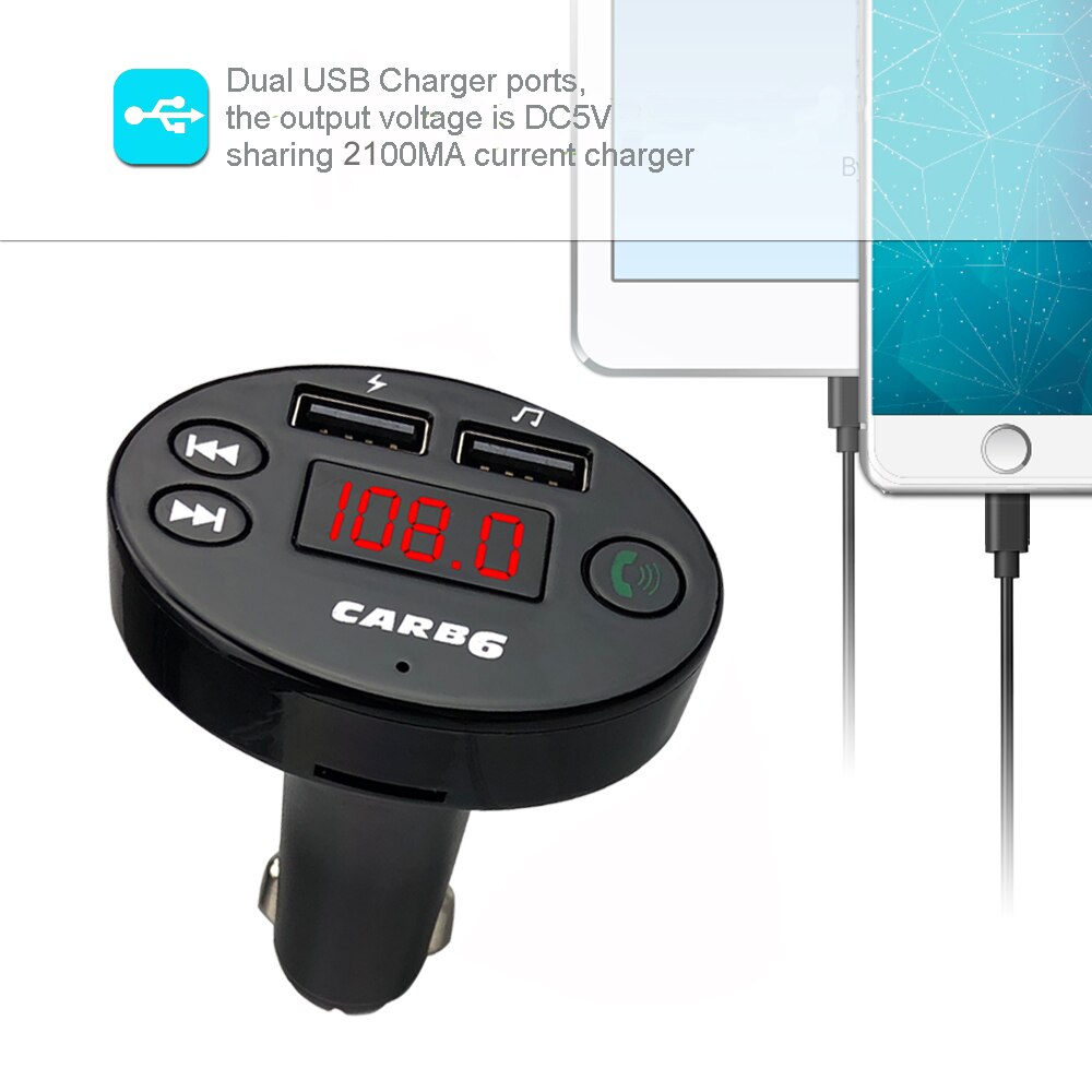 Fm Transmitter Φορτιστής Αυτοκινήτου 2 x USB,SD Bluetooth Handsfree Mp3 Player με Μικρόφωνο & AUX είσοδο - Car FM Modulator